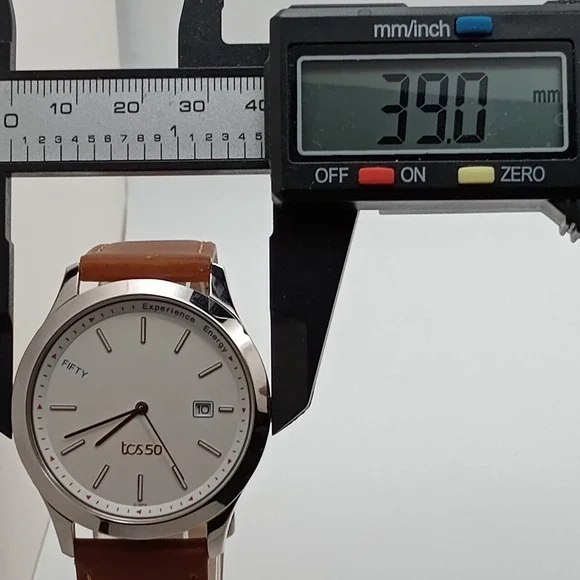 Titan TCS50 DJ898 Date Analog Brown Leather Band Energy India Corporate new bat